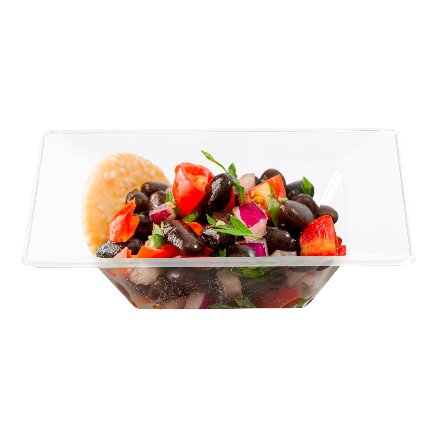Clear Square Disposable Plastic Soup Bowls (12 oz.) Secondary | The Kaya Collection