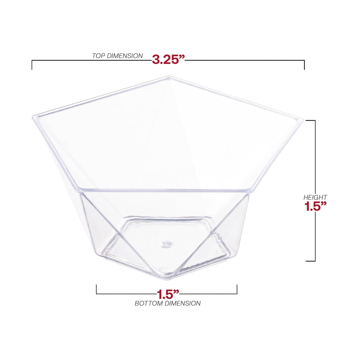 3.5 oz. Clear Star Pentagon Disposable Plastic Dessert Cups Dimension | The Kaya Collection