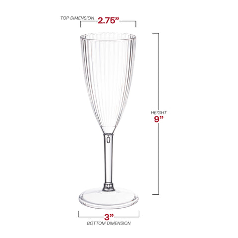 8 oz. Clear Stripe Round Disposable Plastic Champagne Flutes Dimension | The Kaya Collection