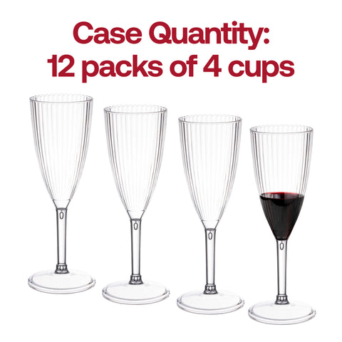 8 oz. Clear Stripe Round Disposable Plastic Champagne Flutes Quantity | The Kaya Collection