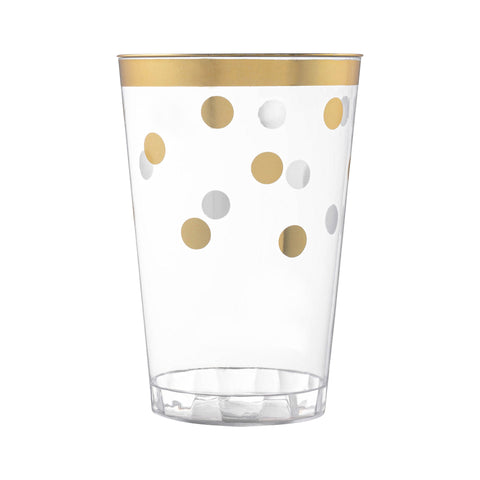 12 oz. Clear with Gold Dots Round Disposable Plastic Tumblers Main | The Kaya Collection