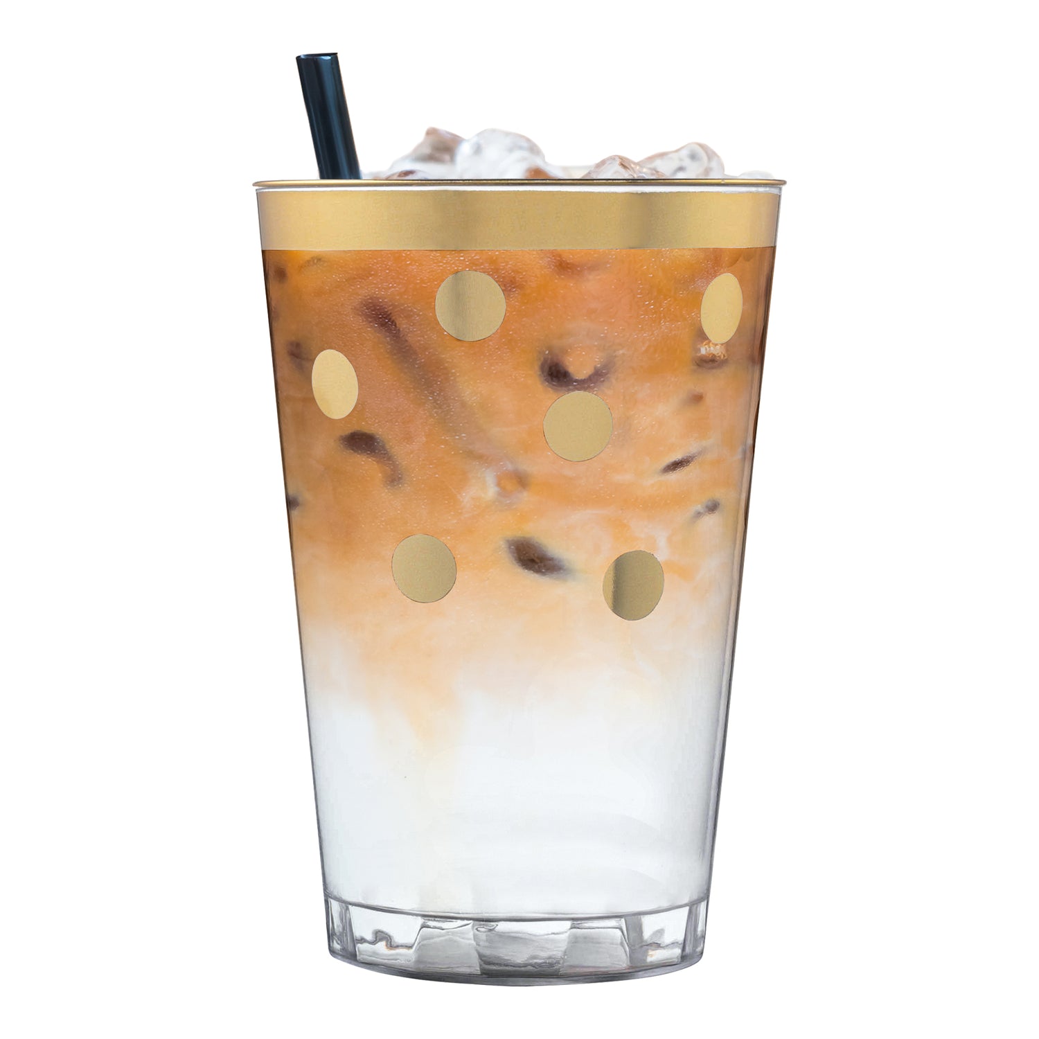 12 oz. Clear with Gold Dots Round Disposable Plastic Tumblers Secondary | The Kaya Collection