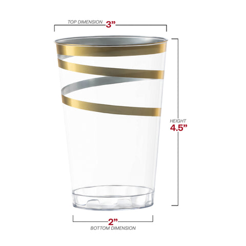 12 oz. Clear with Gold Swirl Round Disposable Plastic Tumblers Dimension | The Kaya Collection