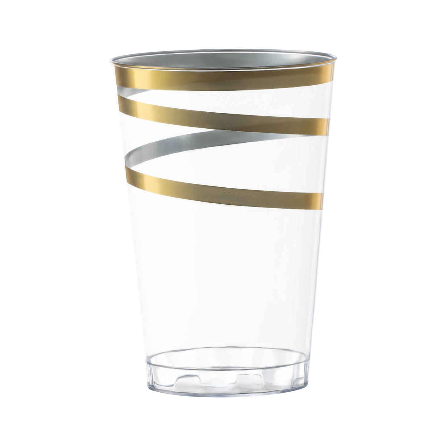 12 oz. Clear with Gold Swirl Round Disposable Plastic Tumblers Main | The Kaya Collection