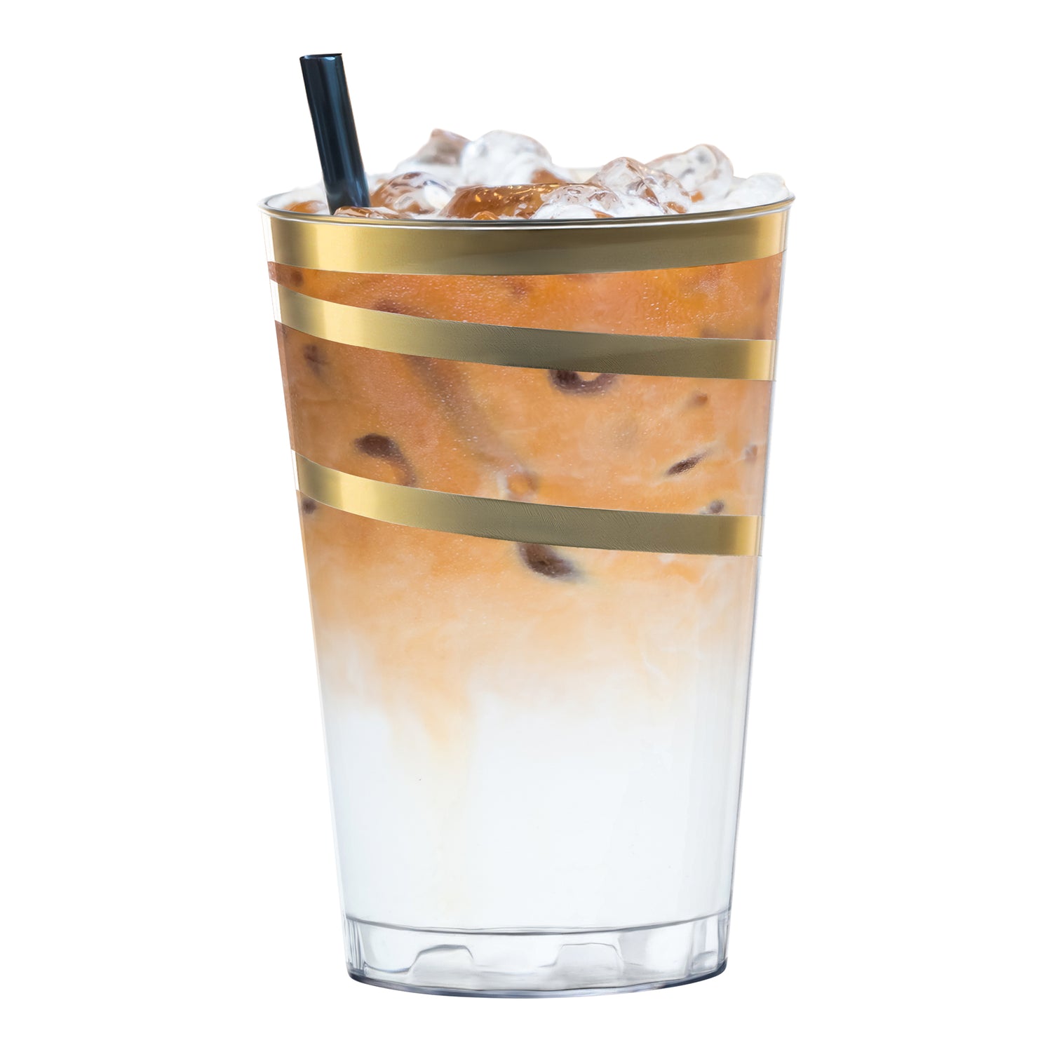 12 oz. Clear with Gold Swirl Round Disposable Plastic Tumblers Secondary | The Kaya Collection