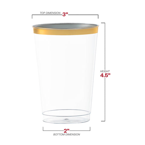 12 oz. Clear with Metallic Gold Rim Round Tumblers Dimension | The Kaya Collection