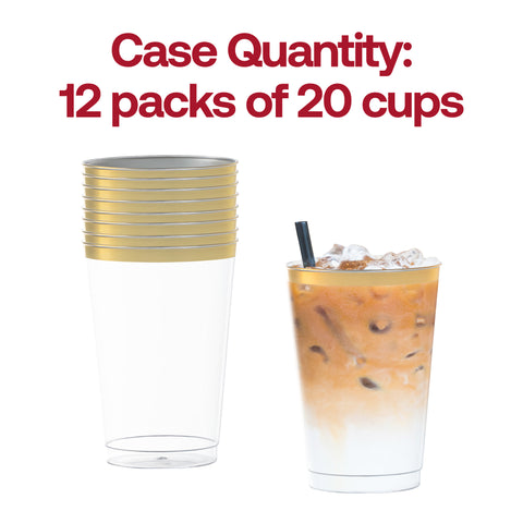 12 oz. Clear with Metallic Gold Rim Round Tumblers Quantity | The Kaya Collection