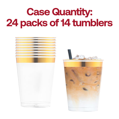 10 oz. Clear with Metallic Gold Rim Round Tumblers Quantity | The Kaya Collection