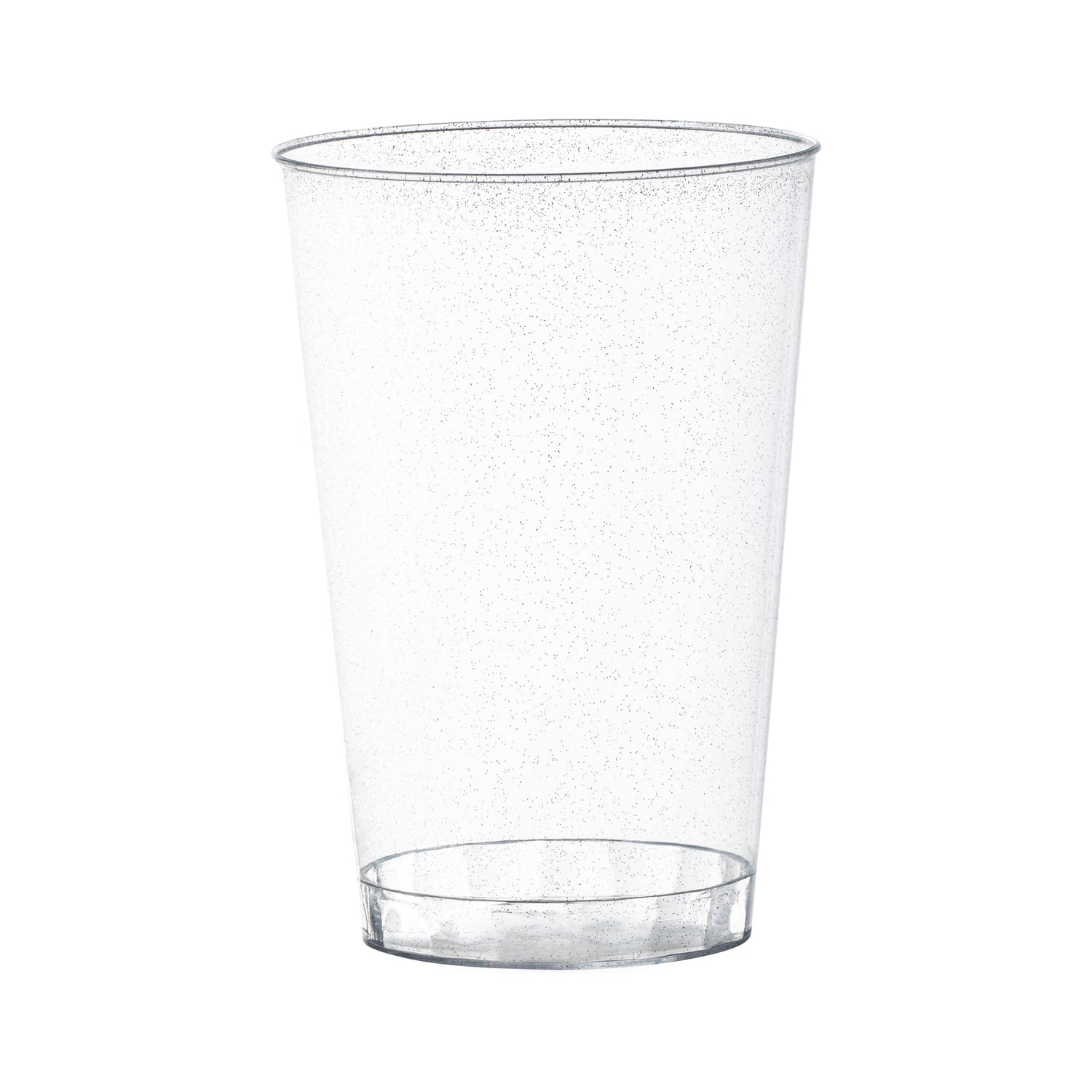 12 oz. Clear with Silver Glitter Round Disposable Plastic Tumblers Main | The Kaya Collection