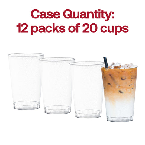 12 oz. Clear with Silver Glitter Round Disposable Plastic Tumblers Quantity | The Kaya Collection