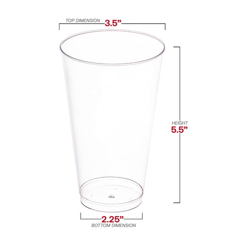 16 oz. Crystal Clear Plastic Disposable Tall Iced Tea Cups Dimension | The Kaya Collection