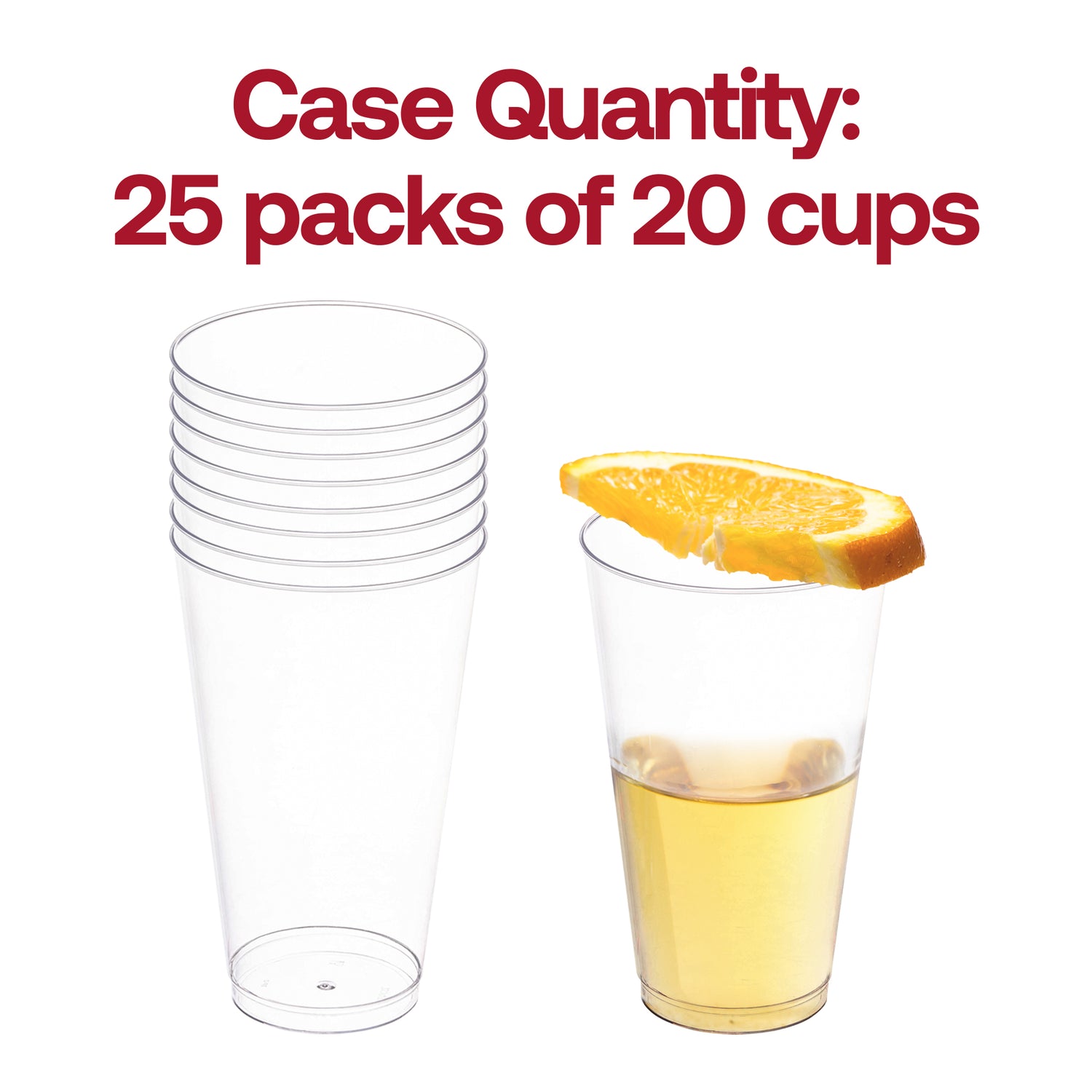 16 oz. Crystal Clear Plastic Disposable Tall Iced Tea Cups Quantity | The Kaya Collection