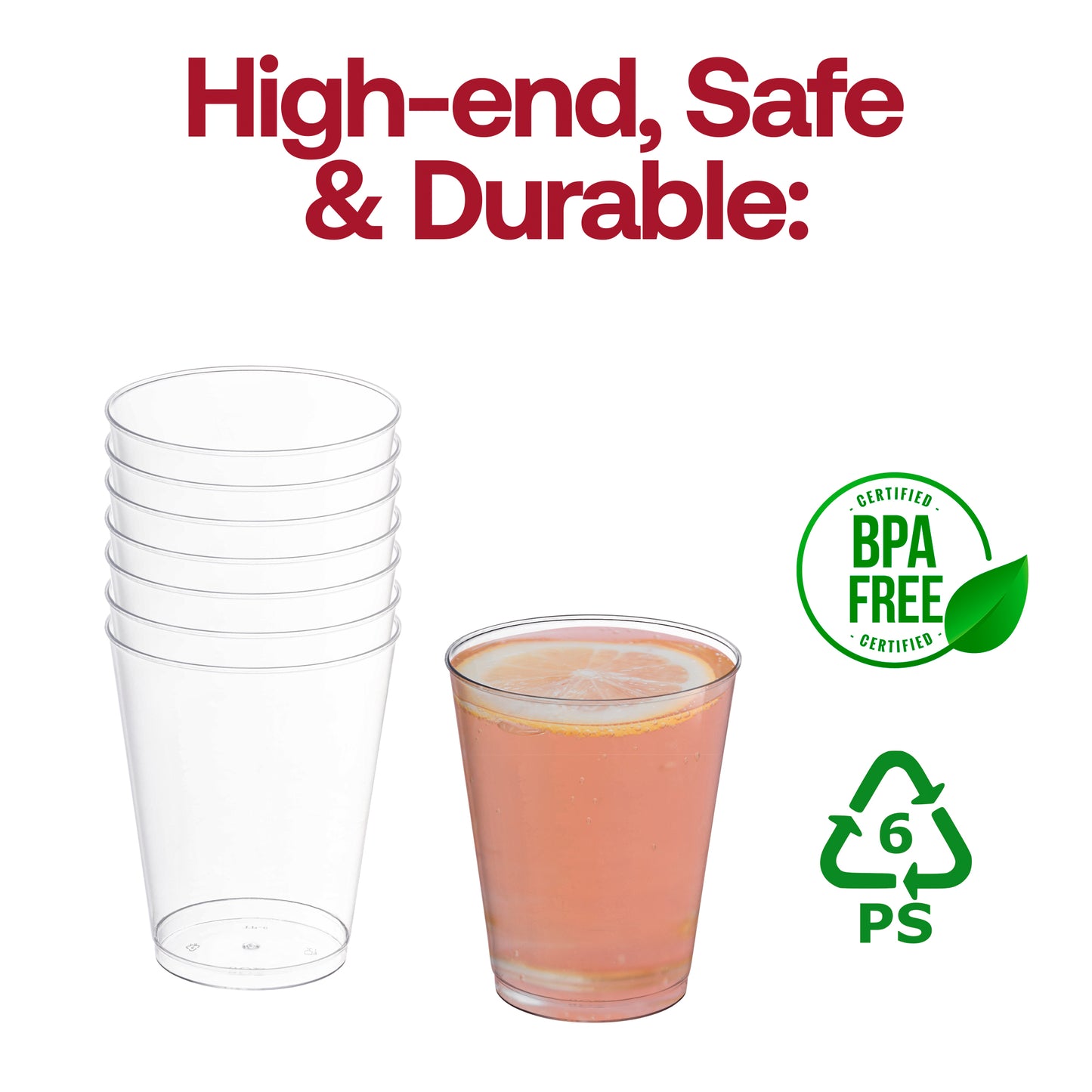 8 oz. Crystal Clear Round Plastic Disposable Party Cups BPA | The Kaya Collection
