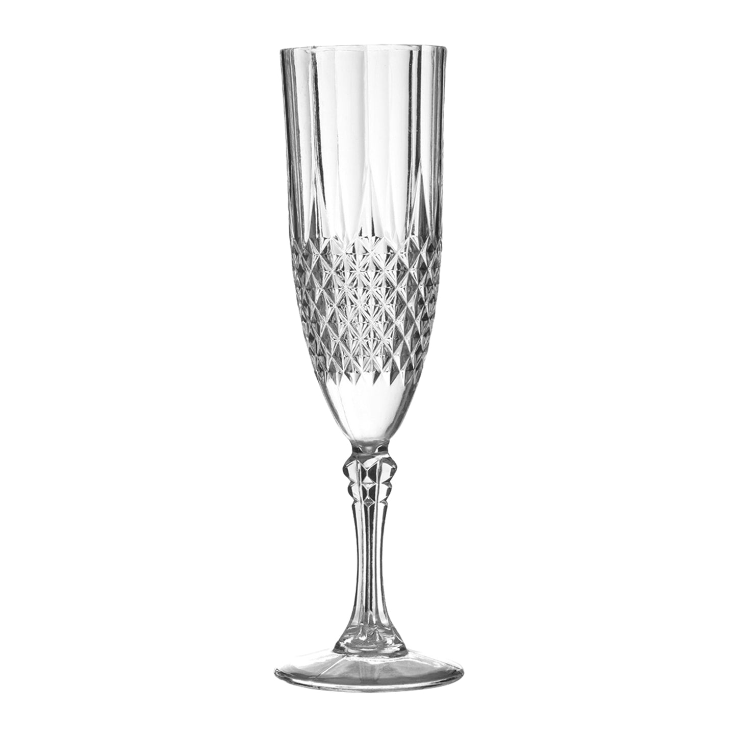 8 oz. Crystal Cut Plastic Champagne Flutes Main | The Kaya Collection