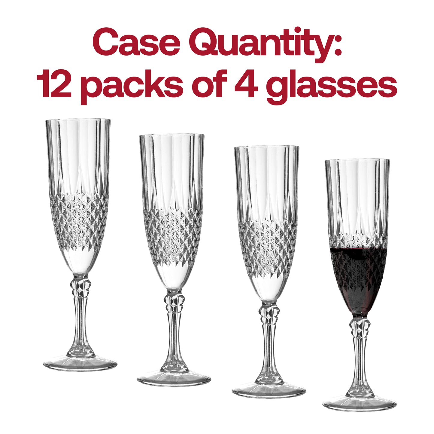 8 oz. Crystal Cut Plastic Champagne Flutes Quantity | The Kaya Collection