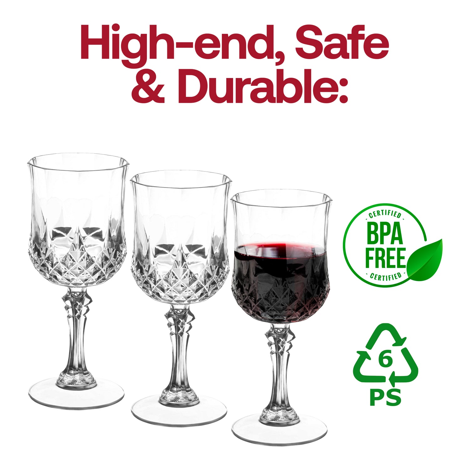 8 oz. Crystal Cut Plastic Wine Glasses BPA | The Kaya Collection