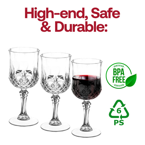 8 oz. Crystal Cut Plastic Wine Glasses BPA | The Kaya Collection