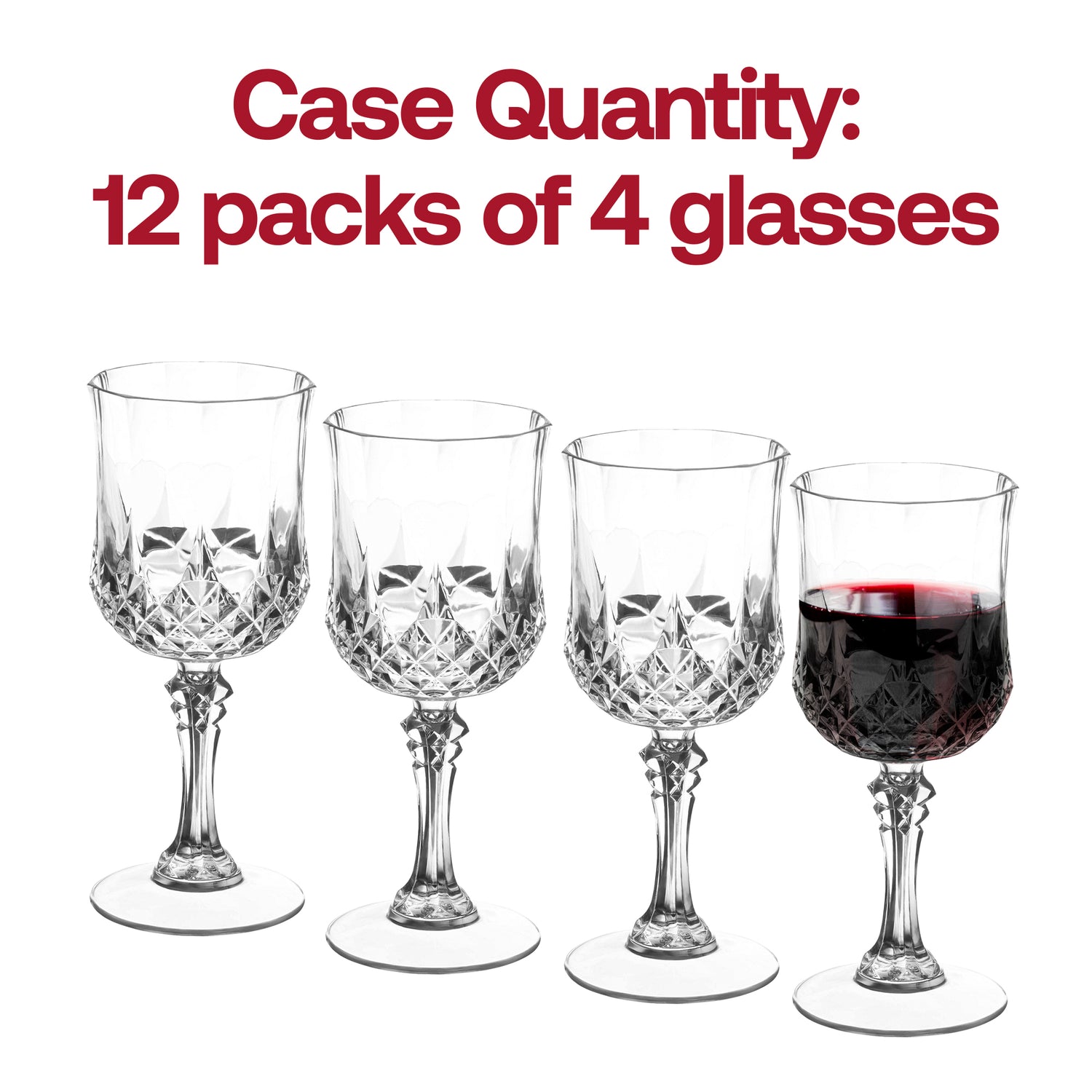 8 oz. Crystal Cut Plastic Wine Glasses Quantity | The Kaya Collection