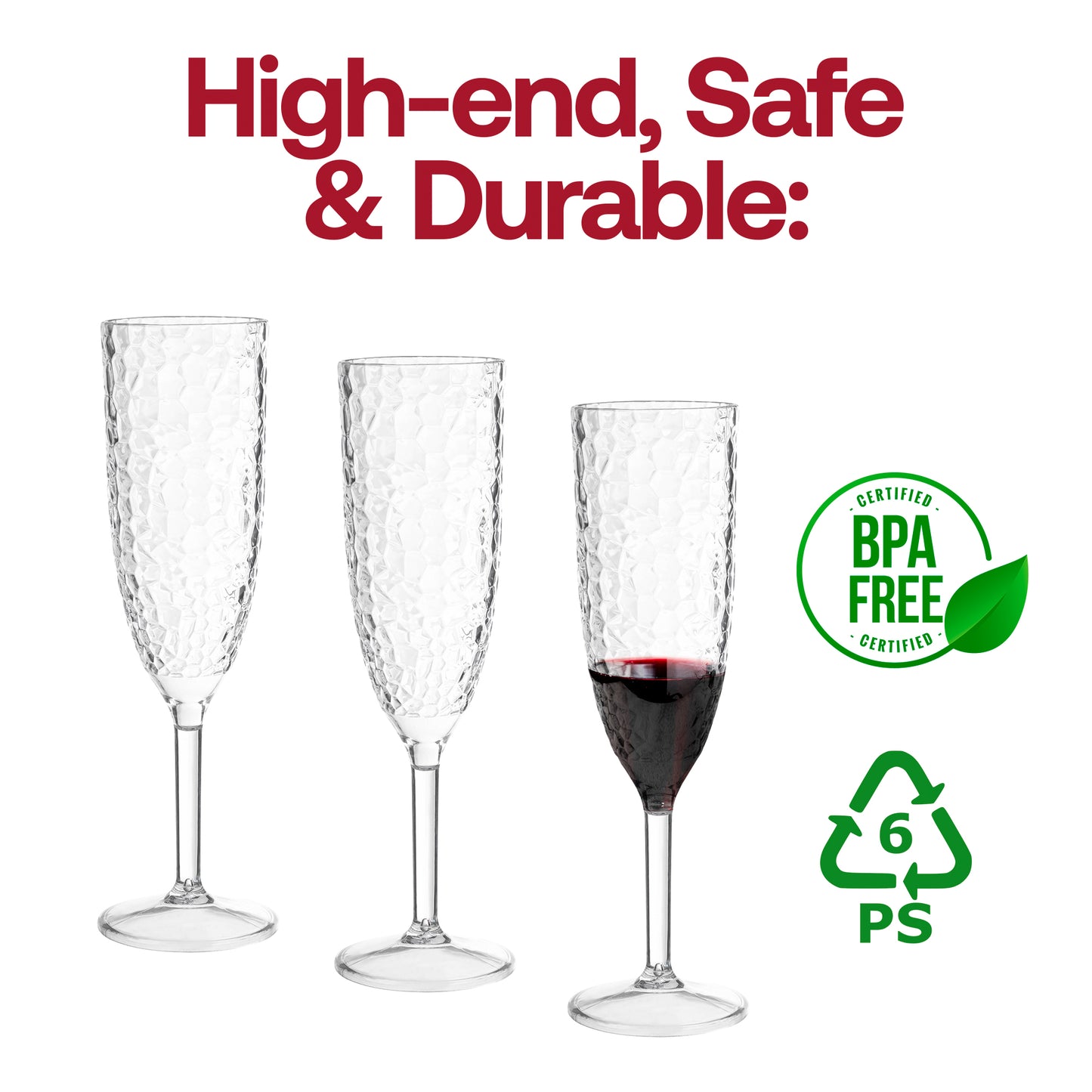 8 oz. Crystal Disposable Plastic Champagne Flutes BPA | The Kaya Collection