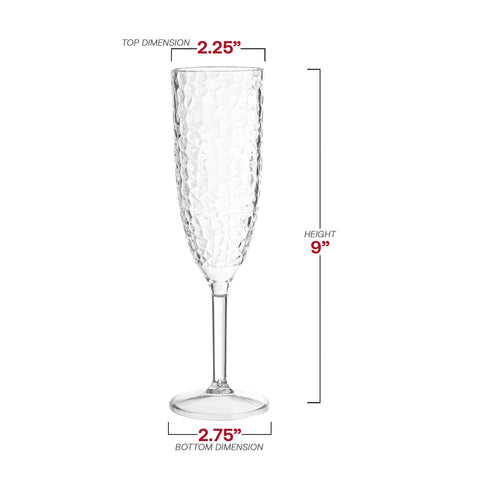 8 oz. Crystal Disposable Plastic Champagne Flutes Dimension | The Kaya Collection