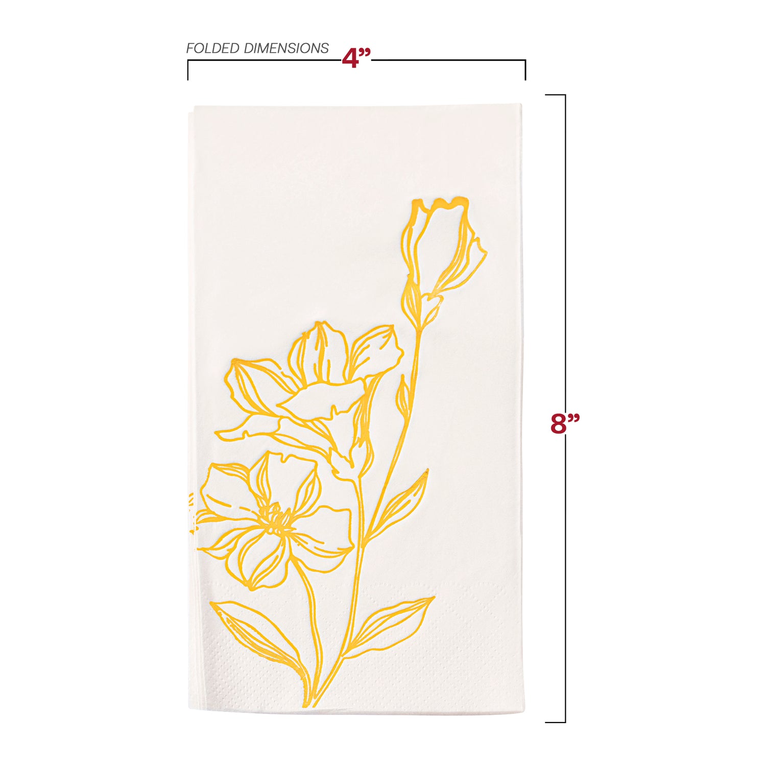 White with Gold Antique Floral Paper Dinner Napkins Dimension | The Kaya Collection