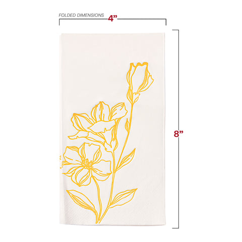 White with Gold Antique Floral Paper Dinner Napkins Dimension | The Kaya Collection