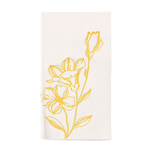 White with Gold Antique Floral Paper Dinner Napkins Main | The Kaya Collection