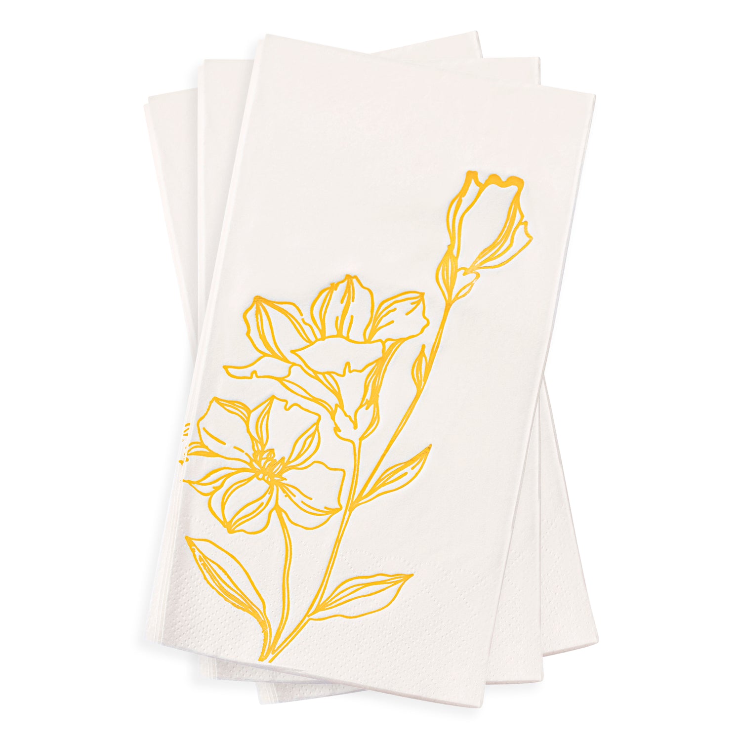 White with Gold Antique Floral Paper Dinner Napkins Secondary | The Kaya Collection