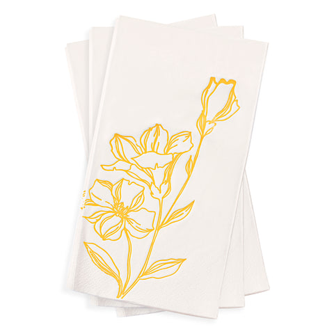 White with Gold Antique Floral Paper Dinner Napkins Secondary | The Kaya Collection