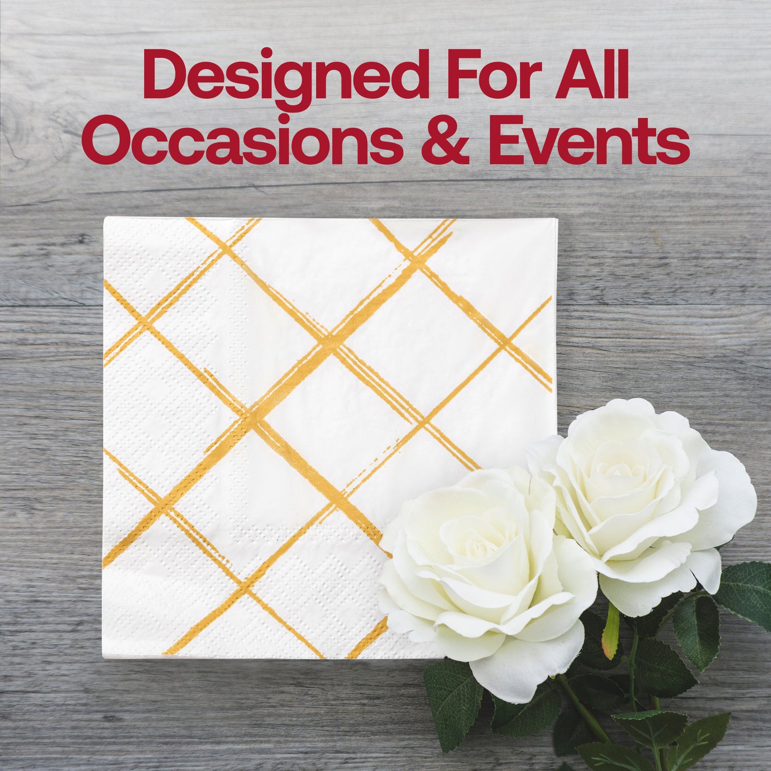 White with Gold Diamond Paper Beverage/Cocktail Napkins Lifestyle | The Kaya Collection