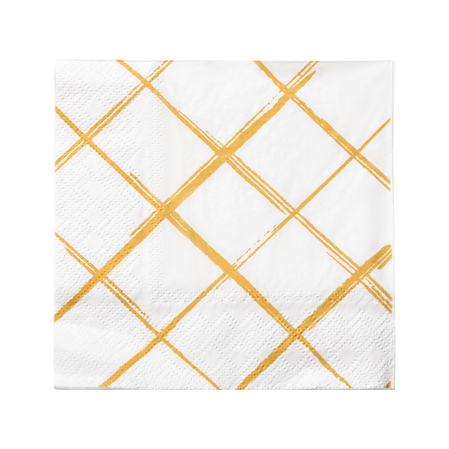 White with Gold Diamond Paper Beverage/Cocktail Napkins Main | The Kaya Collection