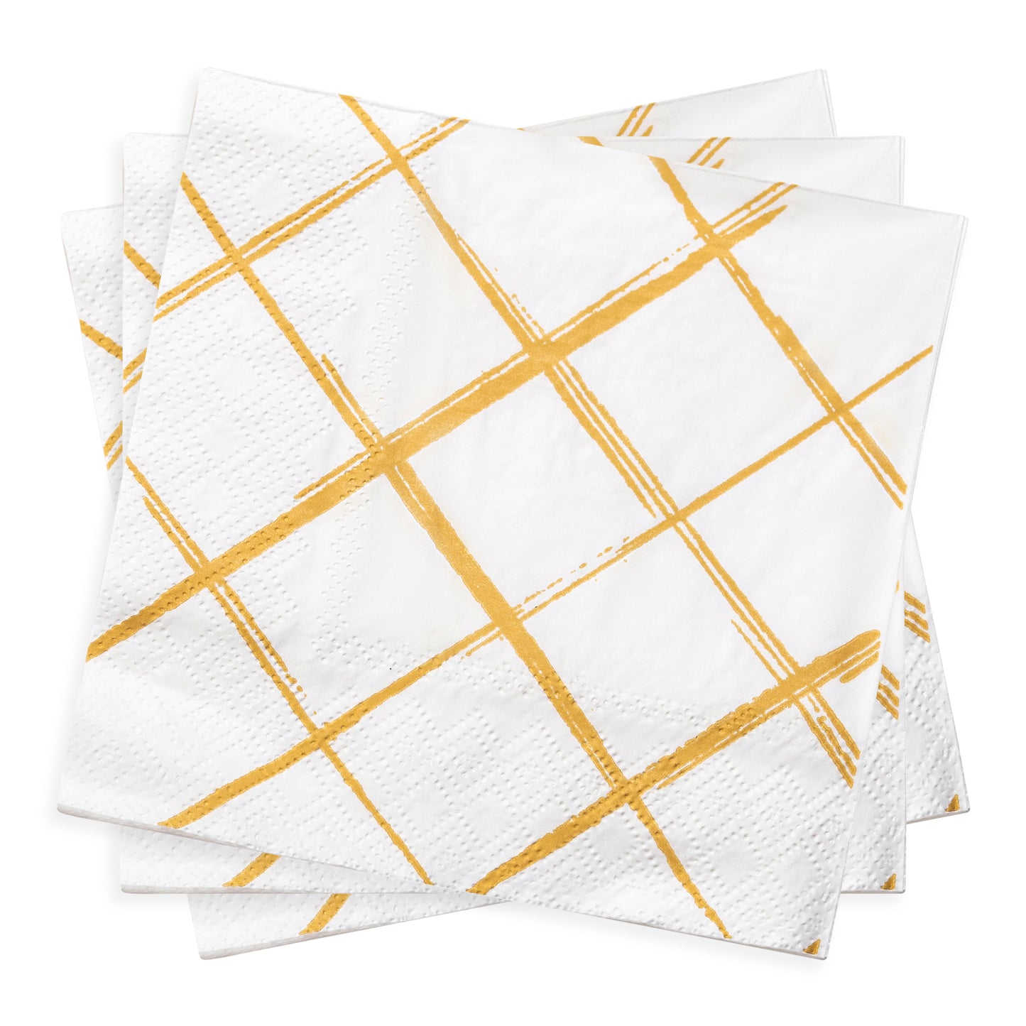 White with Gold Diamond Paper Beverage/Cocktail Napkins Secondary | The Kaya Collection