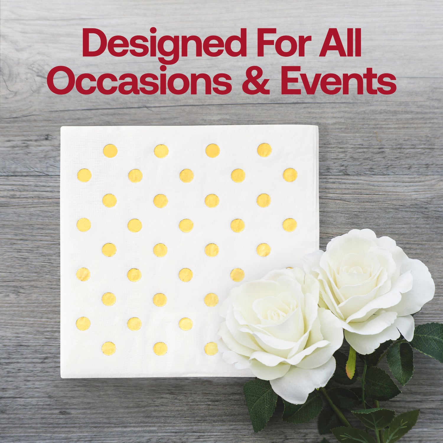 White with Gold Dots Paper Beverage/Cocktail Napkins Lifestyle | The Kaya Collection