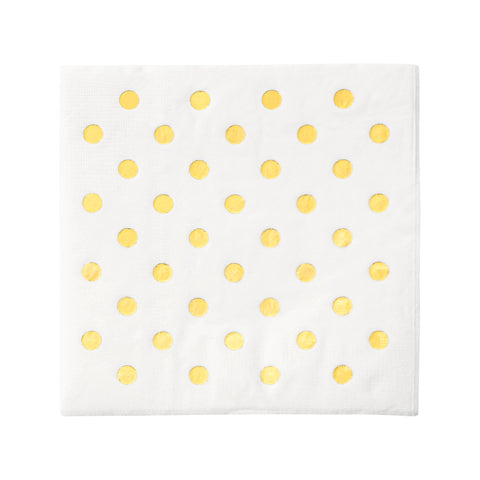 White with Gold Dots Paper Beverage/Cocktail Napkins Main | The Kaya Collection