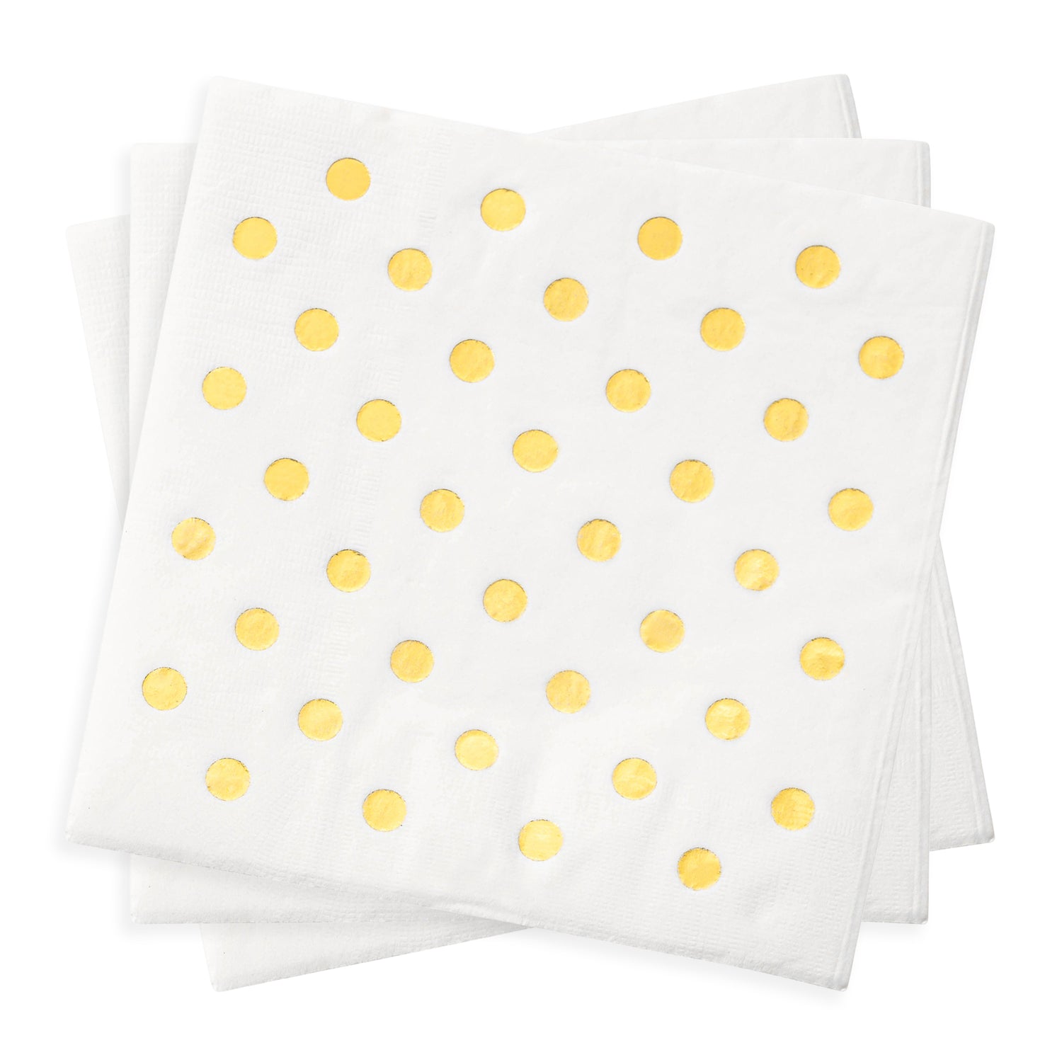 White with Gold Dots Paper Beverage/Cocktail Napkins Secondary | The Kaya Collection