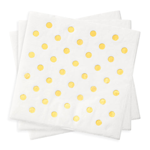 White with Gold Dots Paper Beverage/Cocktail Napkins Secondary | The Kaya Collection