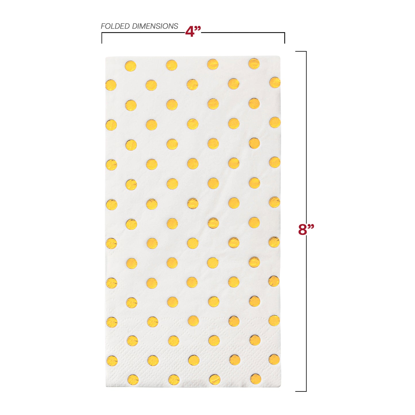 White with Gold Dots Paper Dinner Napkins Dimension | The Kaya Collection