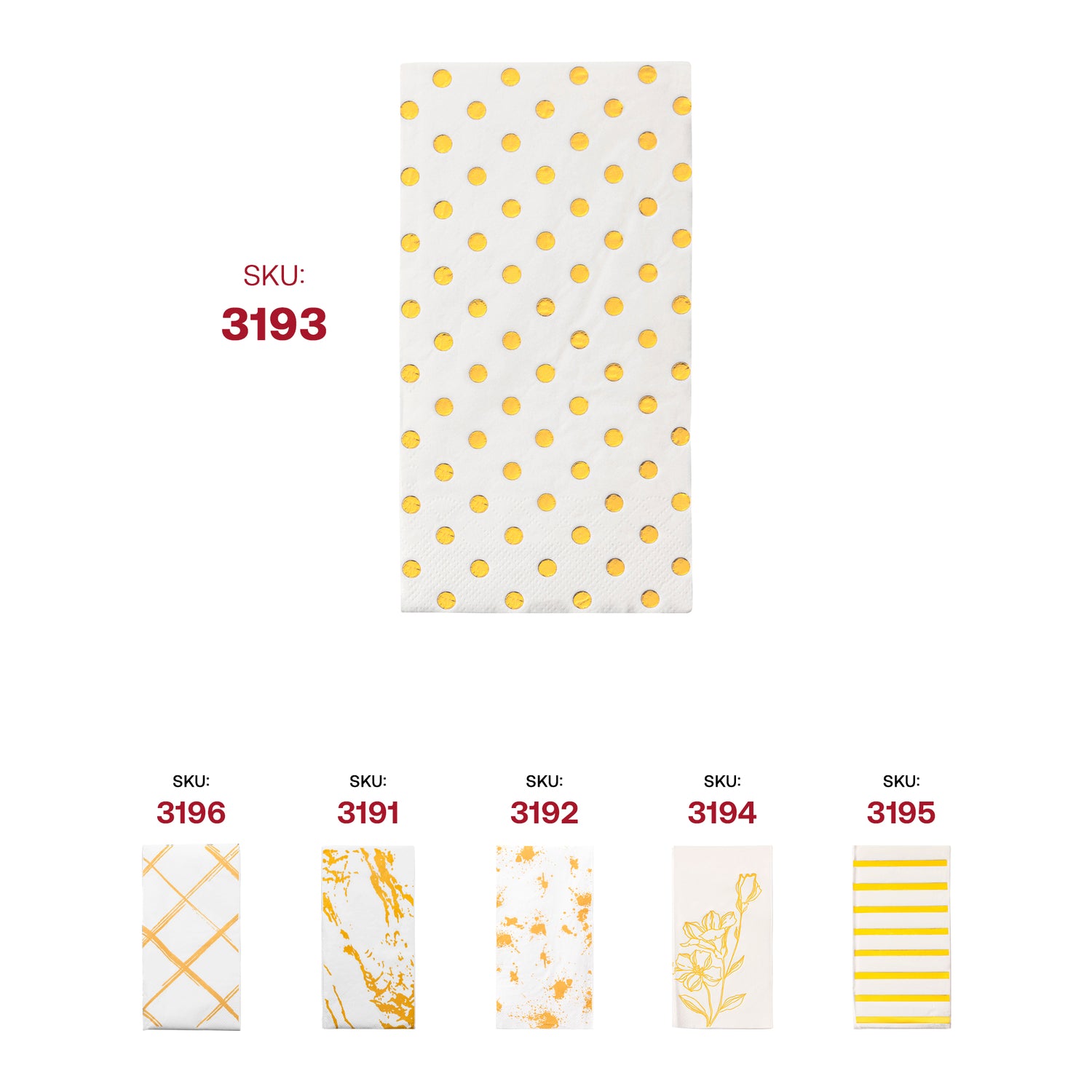 White with Gold Dots Paper Dinner Napkins SKU | The Kaya Collection