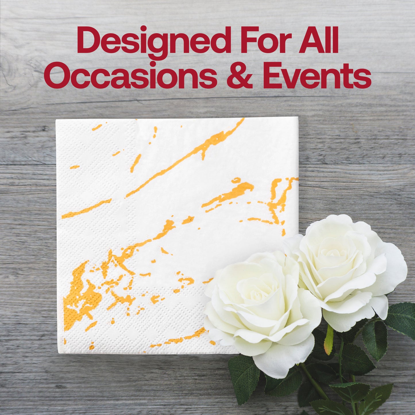 White with Gold Marble Paper Beverage/Cocktail Napkins Lifestyle | The Kaya Collection