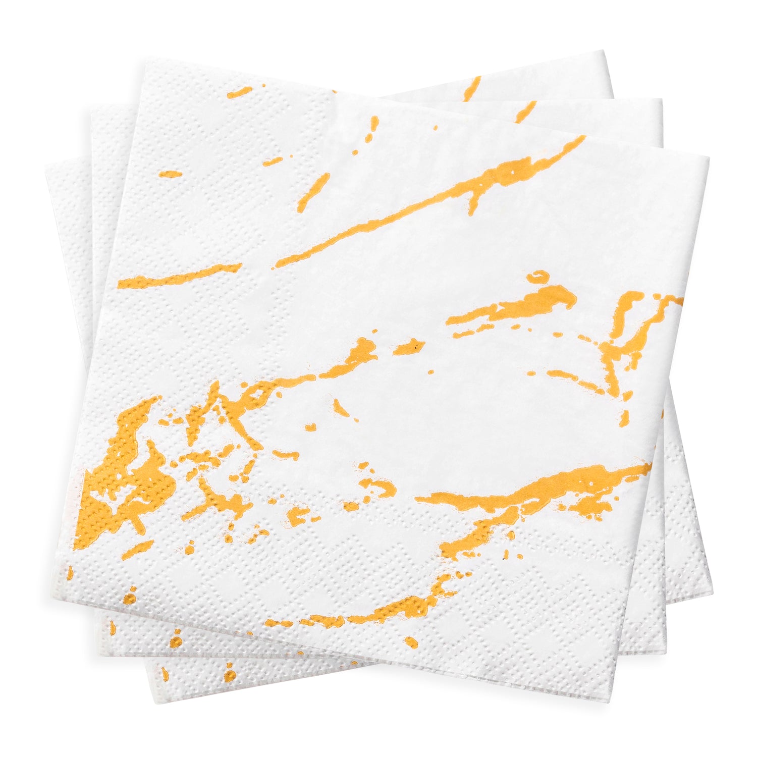 White with Gold Marble Paper Beverage/Cocktail Napkins Secondary | The Kaya Collection