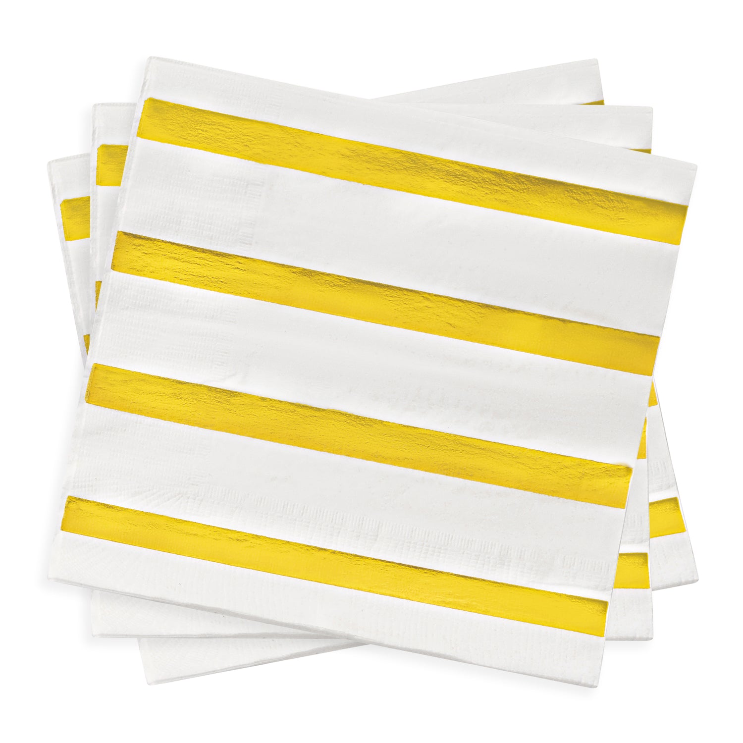 White with Gold Stripes Paper Beverage/Cocktail Napkins Secondary | The Kaya Collection