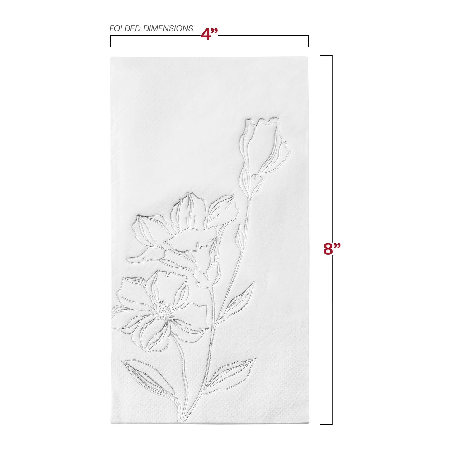 White with Silver Antique Floral Paper Dinner Napkins Dimension | The Kaya Collection