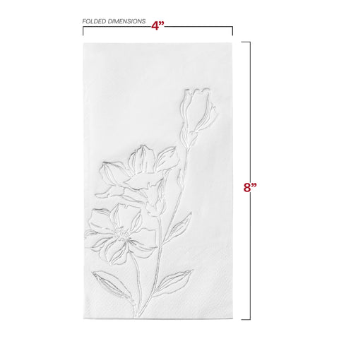 White with Silver Antique Floral Paper Dinner Napkins Dimension | The Kaya Collection