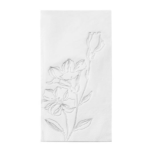 White with Silver Antique Floral Paper Dinner Napkins Main | The Kaya Collection