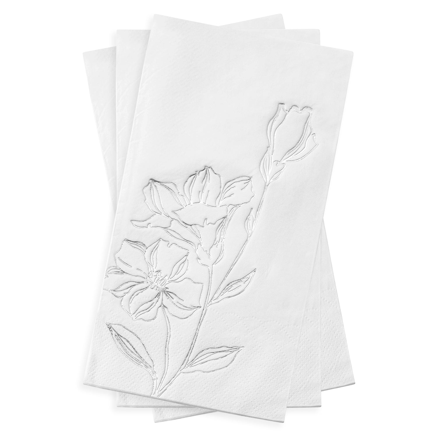 White with Silver Antique Floral Paper Dinner Napkins Secondary | The Kaya Collection