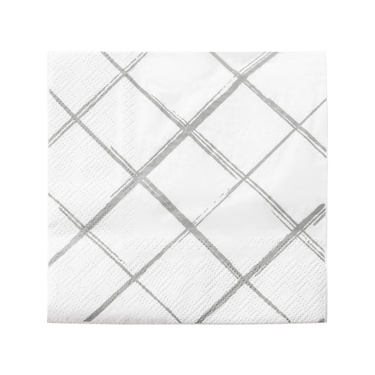 White with Silver Diamond Paper Beverage/Cocktail Napkins Main | The Kaya Collection