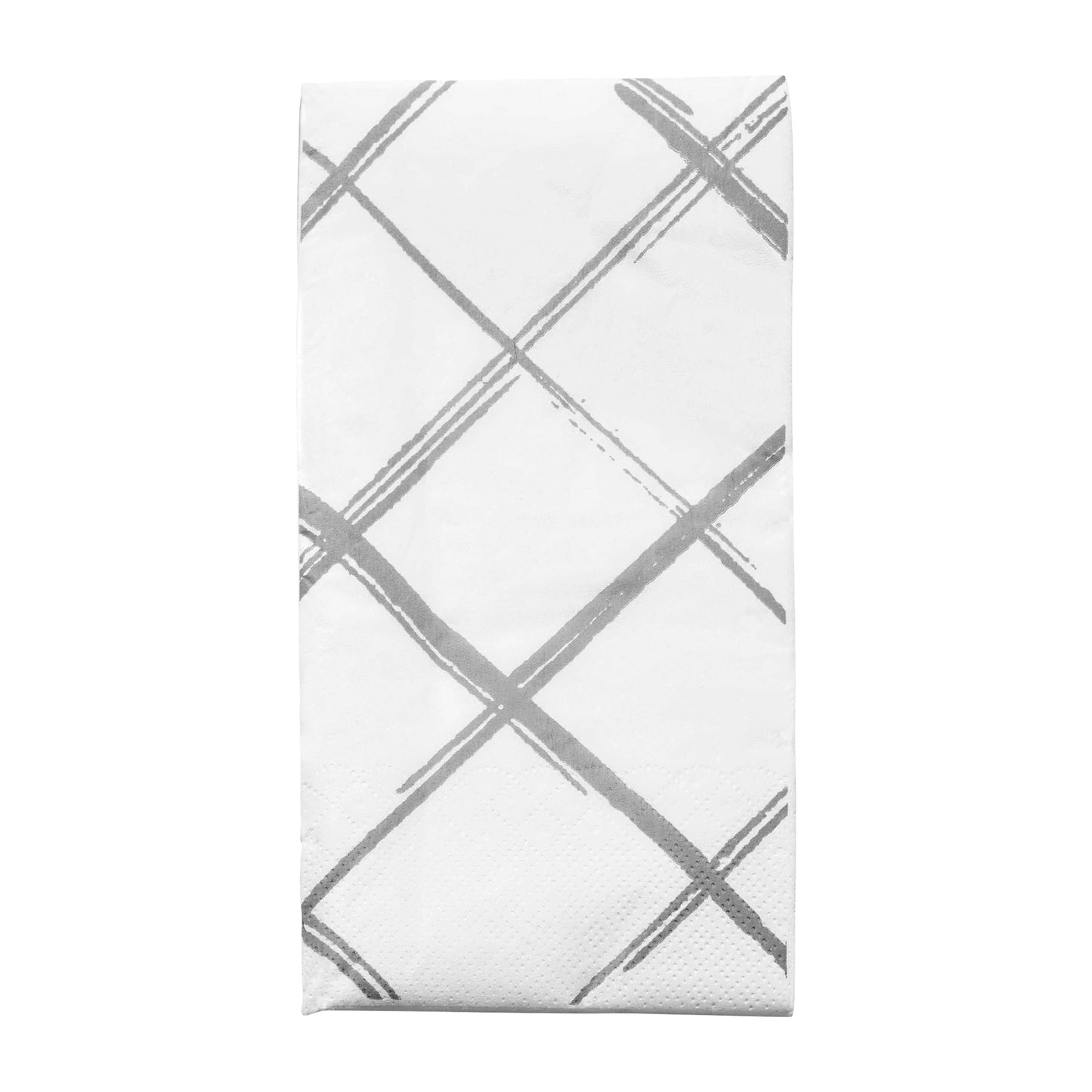 White with Silver Diamond Paper Dinner Napkins Main | The Kaya Collection