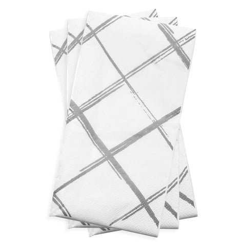 White with Silver Diamond Paper Dinner Napkins Secondary | The Kaya Collection