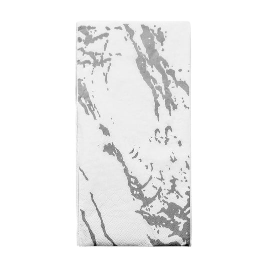 White with Silver Marble Paper Dinner Napkins Main | The Kaya Collection