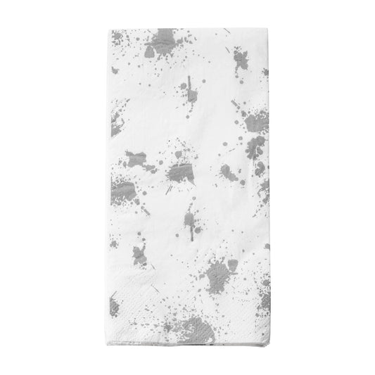 White with Silver Paint Splatter Paper Dinner Napkins Main | The Kaya Collection